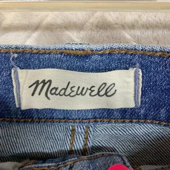 Madewell Womans 24 Denim Jean Shorts Blue Stovepipe Cuffed Fray Light Wash - Picture 4 of 14